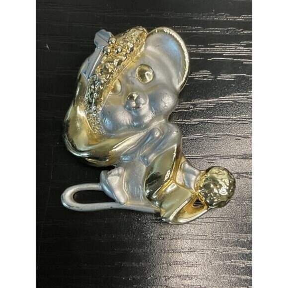 Vintage Mouse Brooch Pin Gold & Silver Tone - Picture 1 of 3
